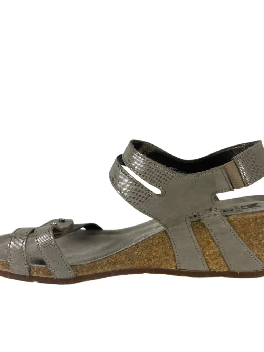 Mephisto Minoa Leather Wedge Cork Heel Sandal in Camel Taupe Size EU 38 US 8